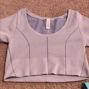 Aerie Light Blue Striped Crop Top